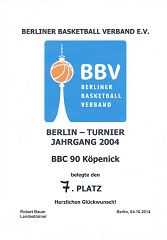 Urkunde des Berliner Basketball Verbands